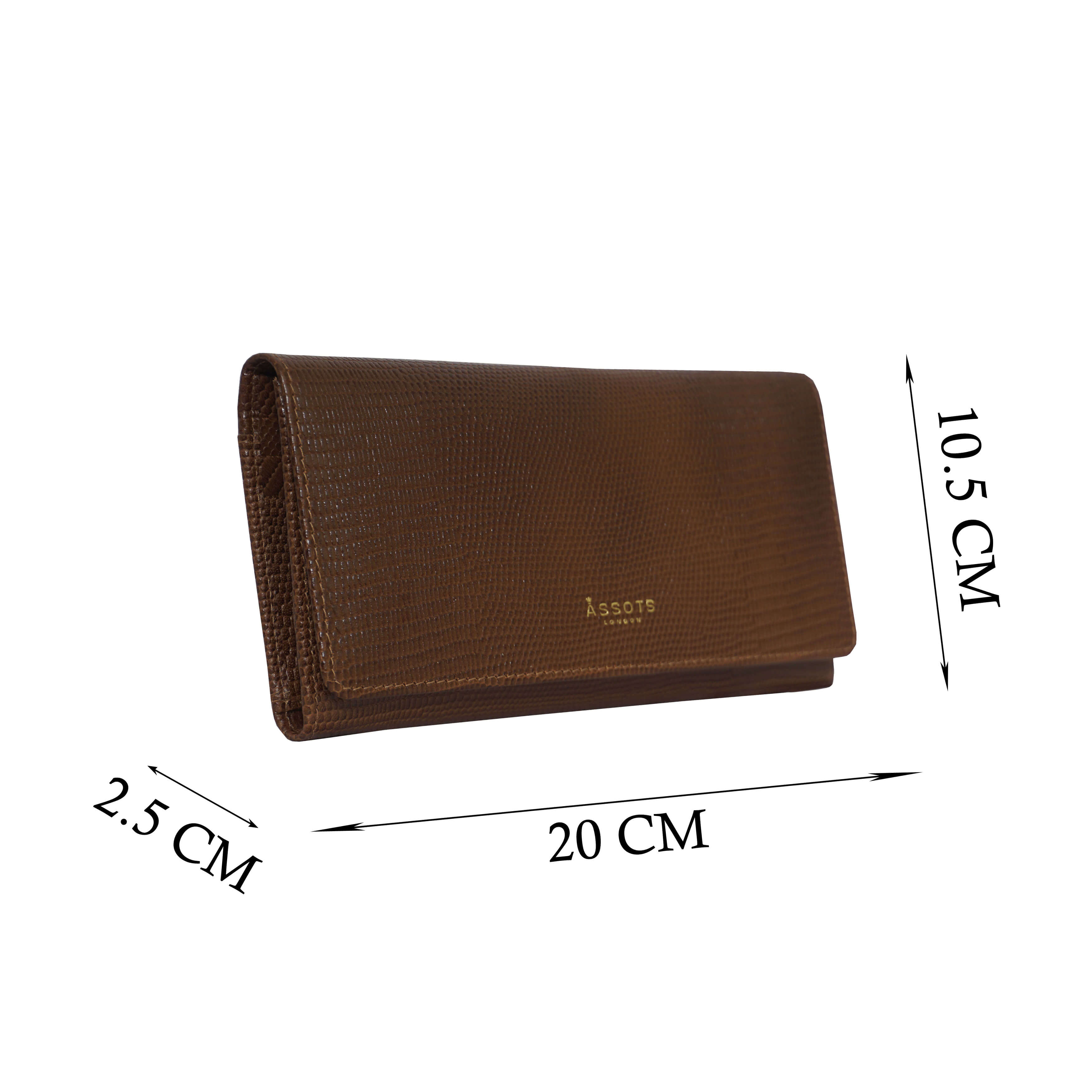 'CLAIRE' Tan Lizard Leather Flap Over Purse