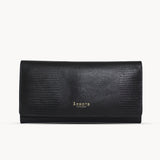 'CLAIRE' Black Lizard Designer Leather Flap Over Purse