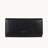 'CLAIRE' Black Polished VT Vintage Leather Flap Over Purse