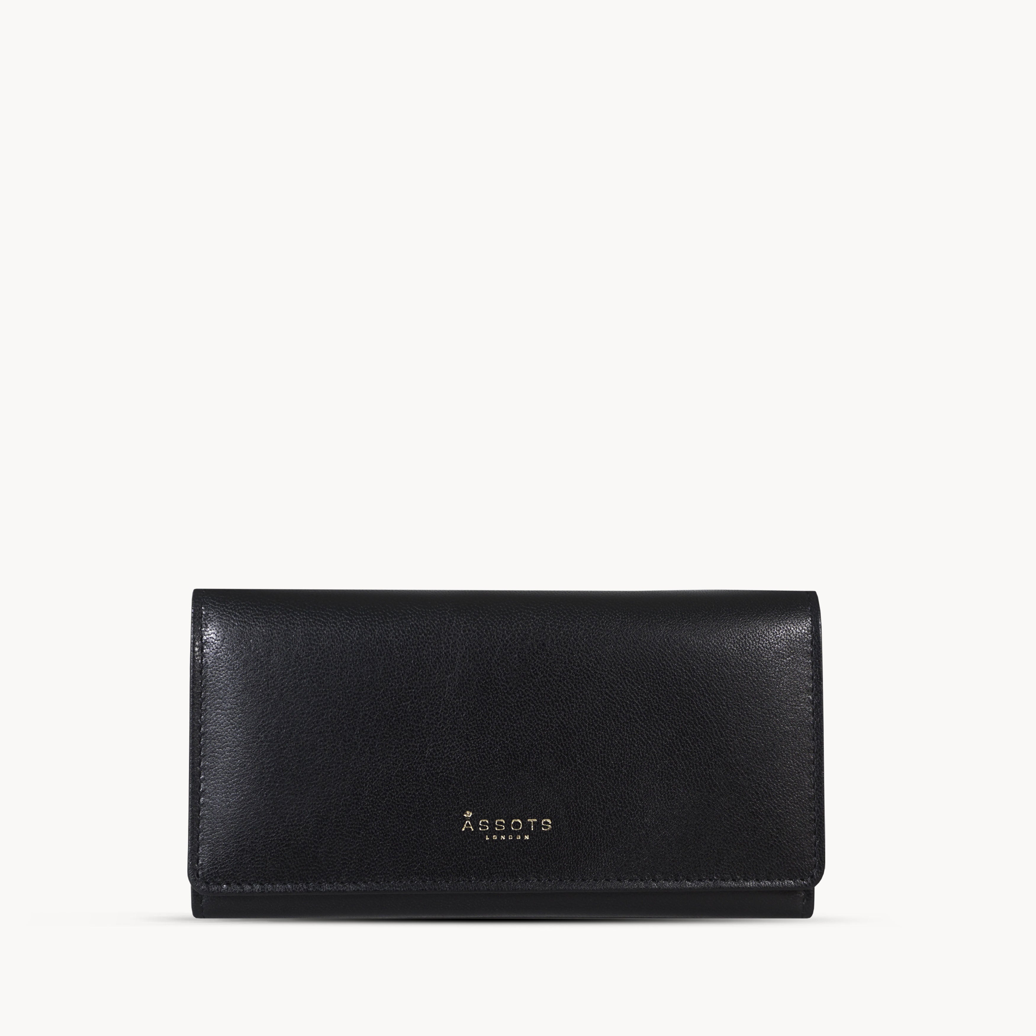 'CLAIRE' Black Polished VT Vintage Leather Flap Over Purse