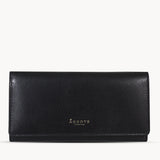 'CLAIRE' Black Polished VT Vintage Leather Flap Over Purse