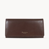 'CLAIRE' Brown Polished VT Vintage Leather Flap Over Purse