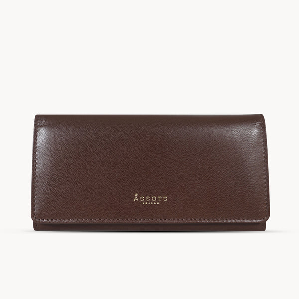 'CLAIRE' Brown Polished VT Vintage Leather Flap Over Purse