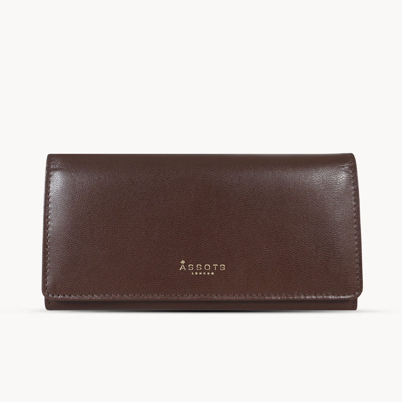 'CLAIRE' Brown Polished VT Vintage Leather Flap Over Purse