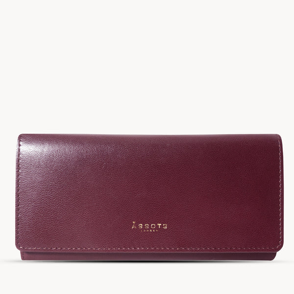 'CLAIRE' Plum Polished VT Vintage Leather Flap Over Purse