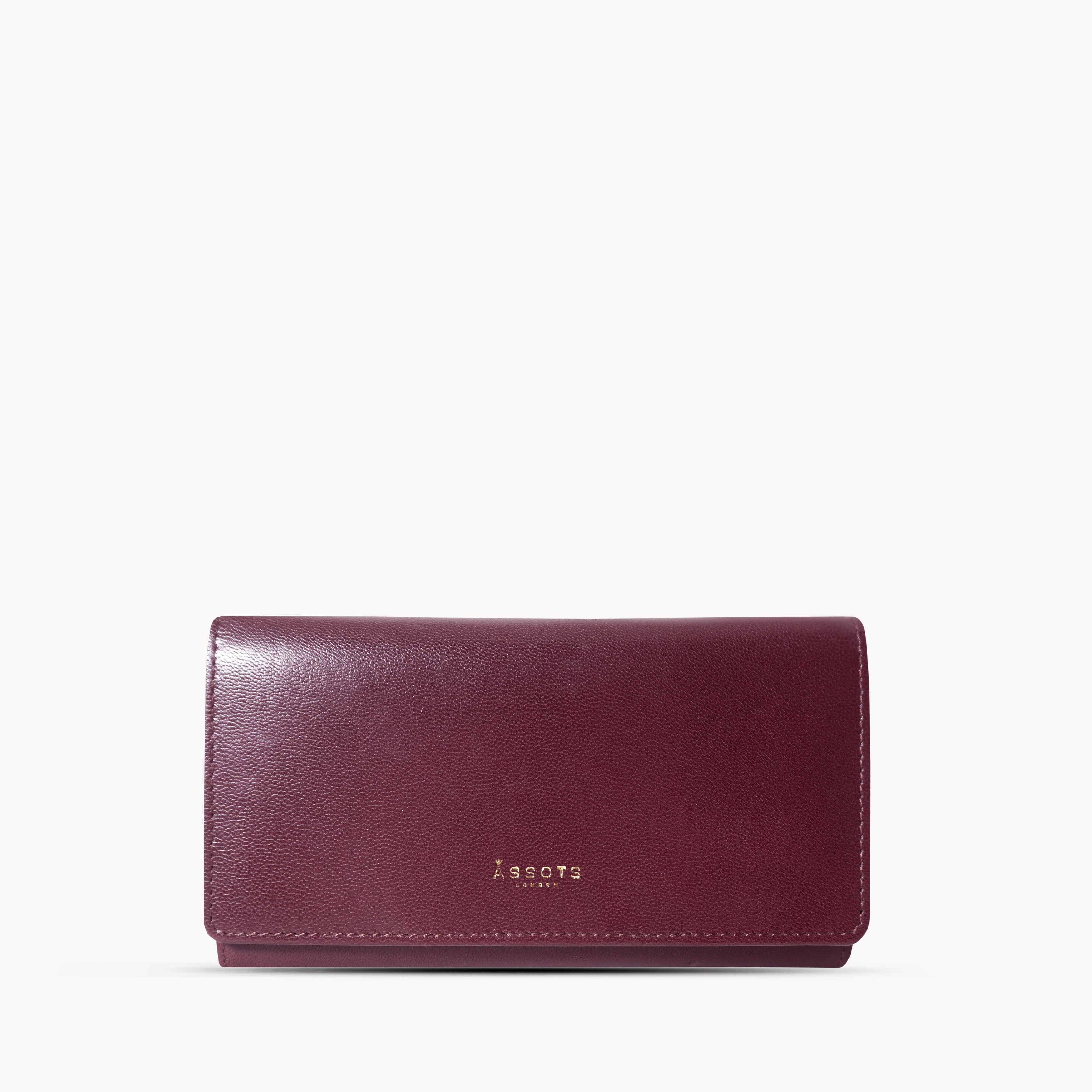 'CLAIRE' Plum Polished VT Vintage Leather Flap Over Purse