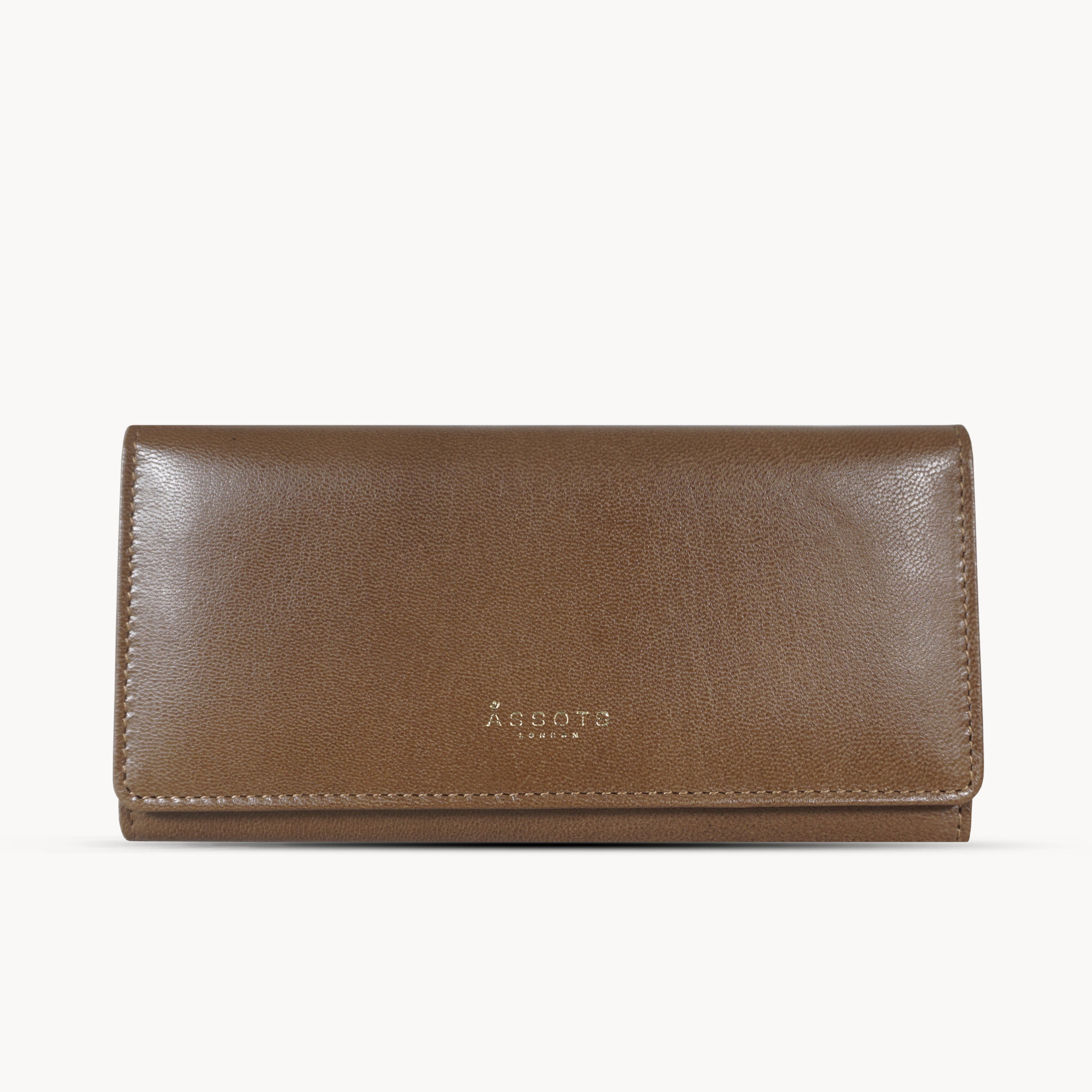 'CLAIRE' Tan Polished VT Vintage Leather Flap Over Purse