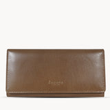 'CLAIRE' Tan Polished VT Vintage Leather Flap Over Purse