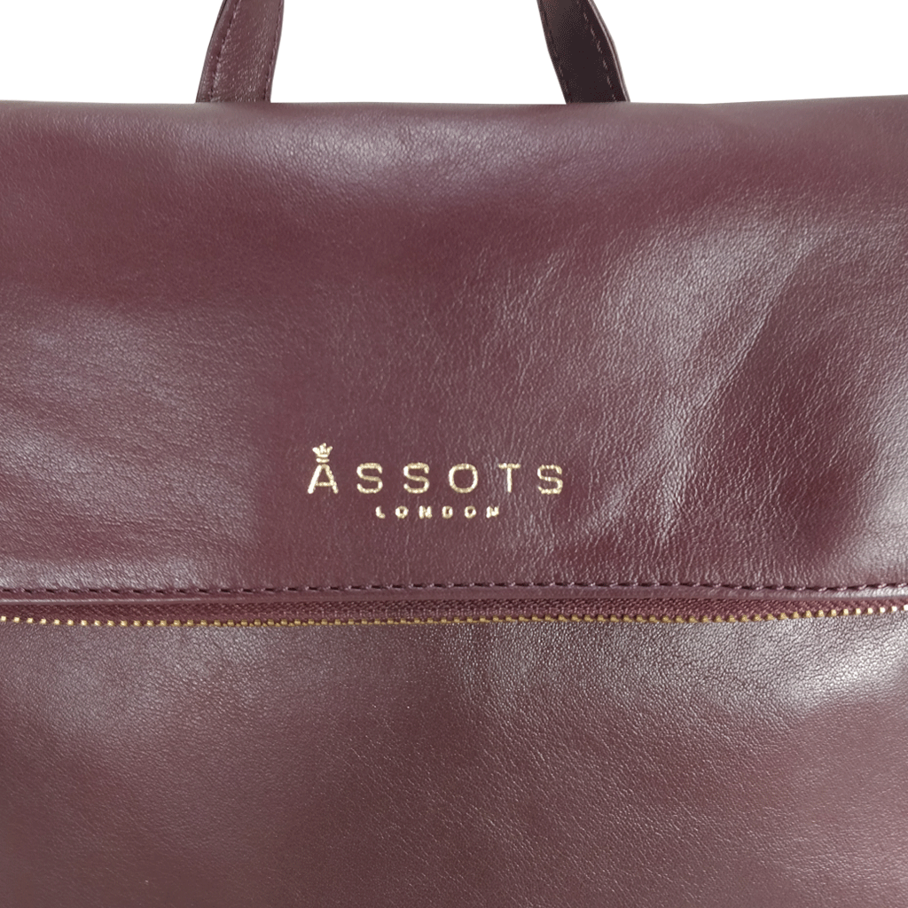 'MERLIN' Burgundy Full Grain Leather Zip Around Flap-over Backpack