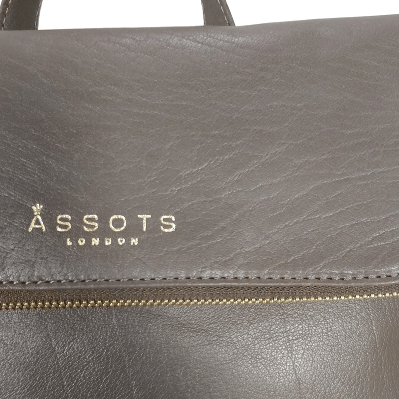 'MERLIN' Mokka Brown Full Grain Leather Zip Around Flap-over Backpack