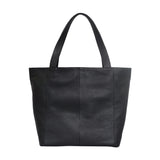 'CORDER' Black Pebble Grain Real Leather Oversized Tote Bag