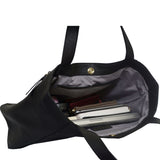 'CORDER' Black Pebble Grain Real Leather Oversized Tote Bag