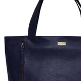 'CORDER' Navy Pebble Grain Real Leather Oversized Tote Bag