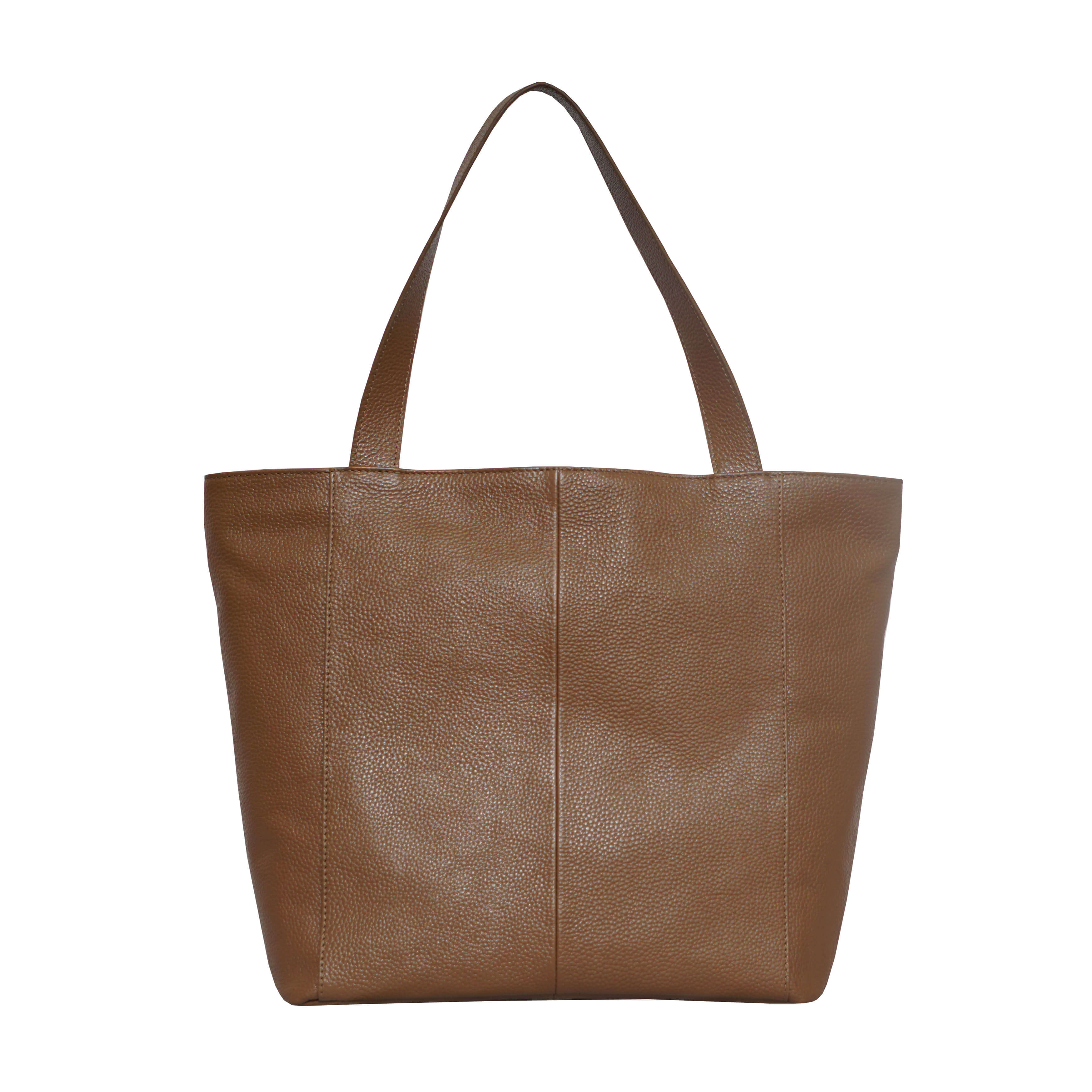 'CORDER' Tan Pebble Grain Real Leather Oversized Tote Bag