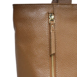 'CORDER' Tan Pebble Grain Real Leather Oversized Tote Bag