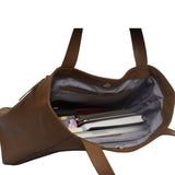 'CORDER' Tan Pebble Grain Real Leather Oversized Tote Bag