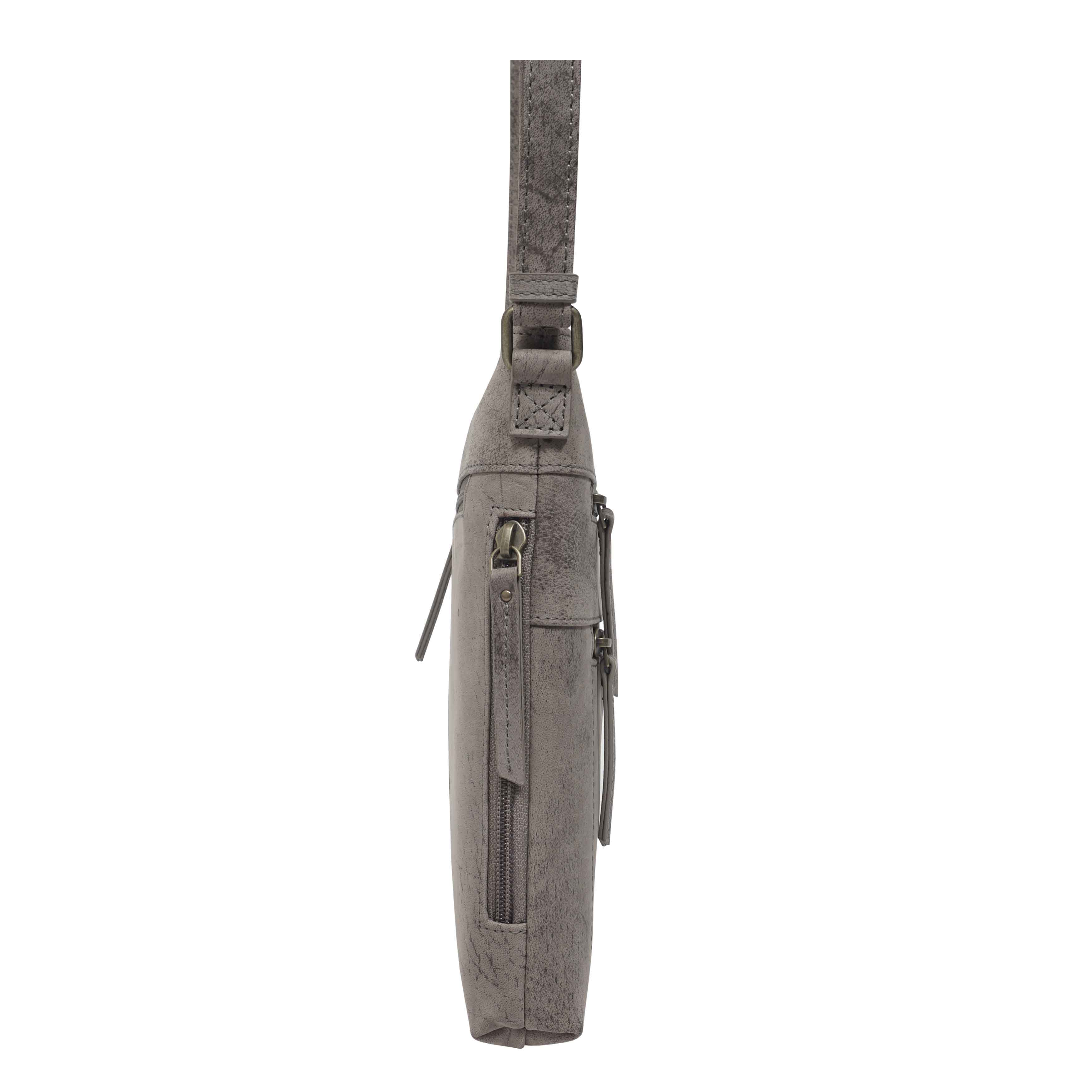'CORI' Distressed Grey Real Leather Crossbody Bag