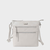 'CORI' Ice Grey Pebble Grain Real Leather Crossbody Bag