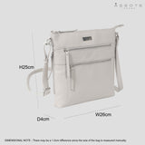 'CORI' Ice Grey Pebble Grain Real Leather Crossbody Bag