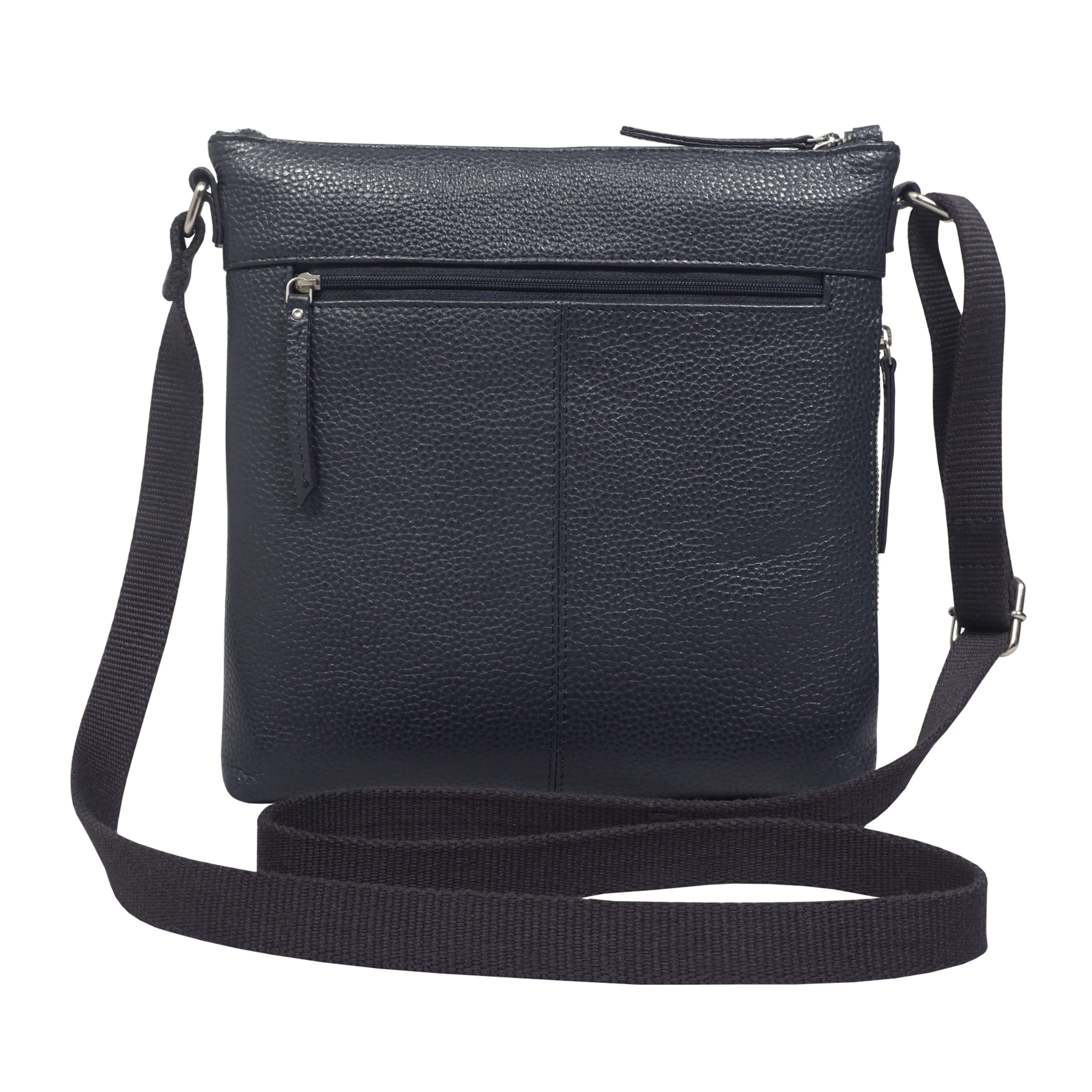 'CORI' Navy Pebble Grain Real Leather Crossbody Bag