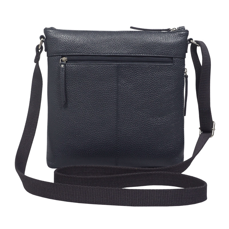 'CORI' Navy Pebble Grain Real Leather Crossbody Bag