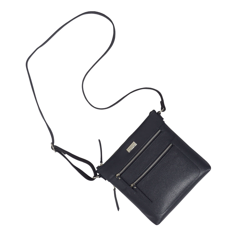 'CORI' Navy Pebble Grain Real Leather Crossbody Bag