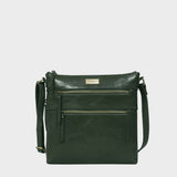 'CORI' Forest Green Waxy VT Real Leather Crossbody Bag