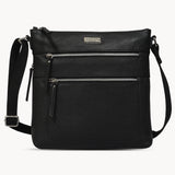 'CORI' Black Pebble Grain Real Leather Crossbody Bag