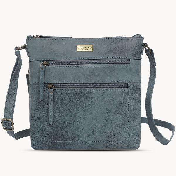 'CORI' Denim Distressed  Real Leather Crossbody Bag