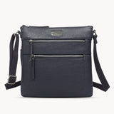 'CORI' Navy Pebble Grain Real Leather Crossbody Bag