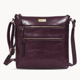 'CORI' Plum Waxy VT Vintage Real Leather Crossbody Bag