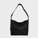 'COURTNEY' Black Pebble Grain Leather Slouchy Hobo Bag