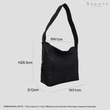 'COURTNEY' Black Pebble Grain Leather Slouchy Hobo Bag
