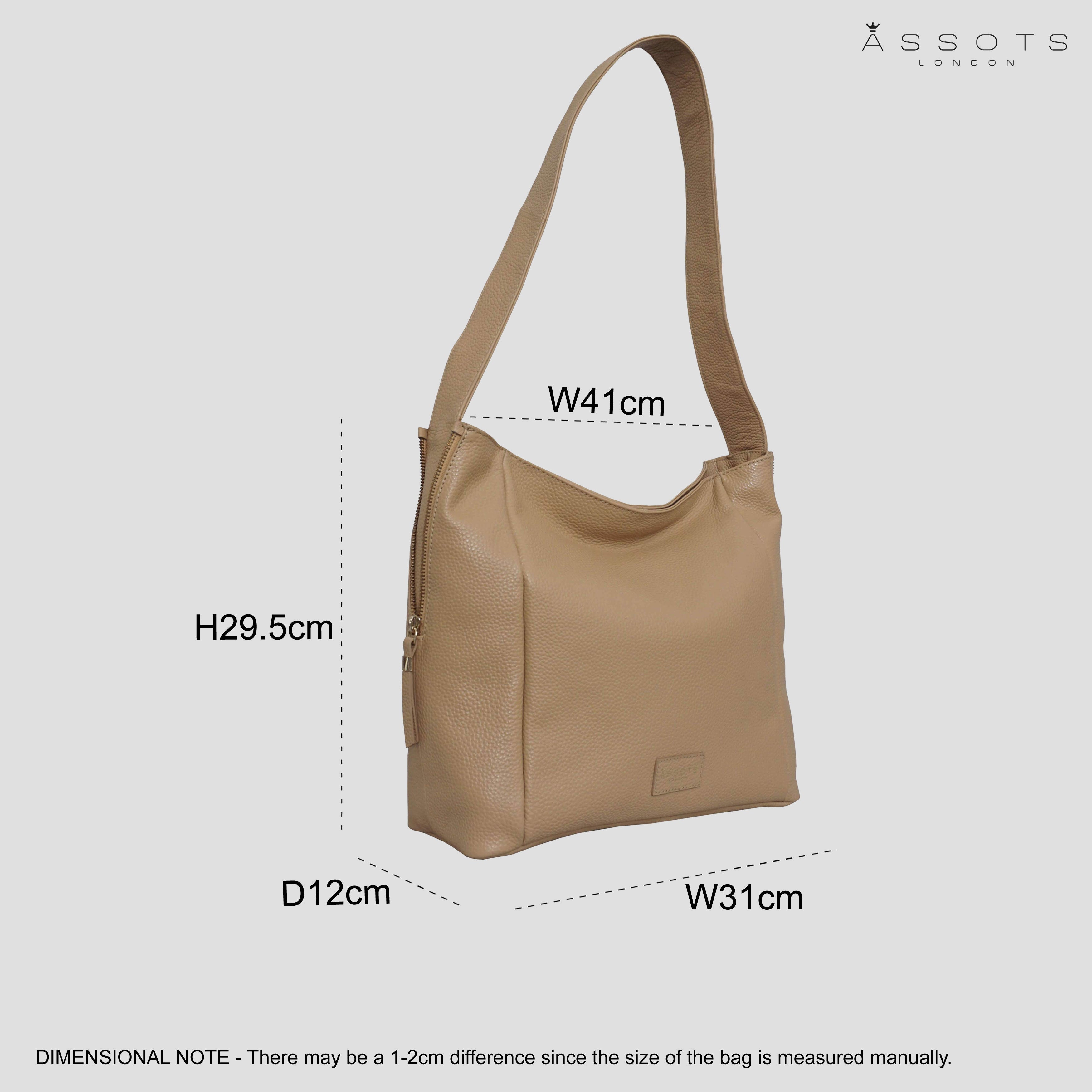 'COURTNEY' Camel Pebble Grain Leather Slouchy Hobo Bag
