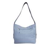 'COURTNEY' Pale Blue Pebble Grain Leather Slouchy Hobo Bag