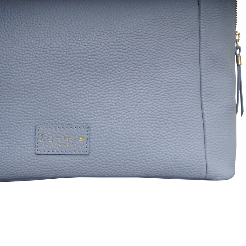 'COURTNEY' Pale Blue Pebble Grain Leather Slouchy Hobo Bag