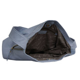 'COURTNEY' Pale Blue Pebble Grain Leather Slouchy Hobo Bag