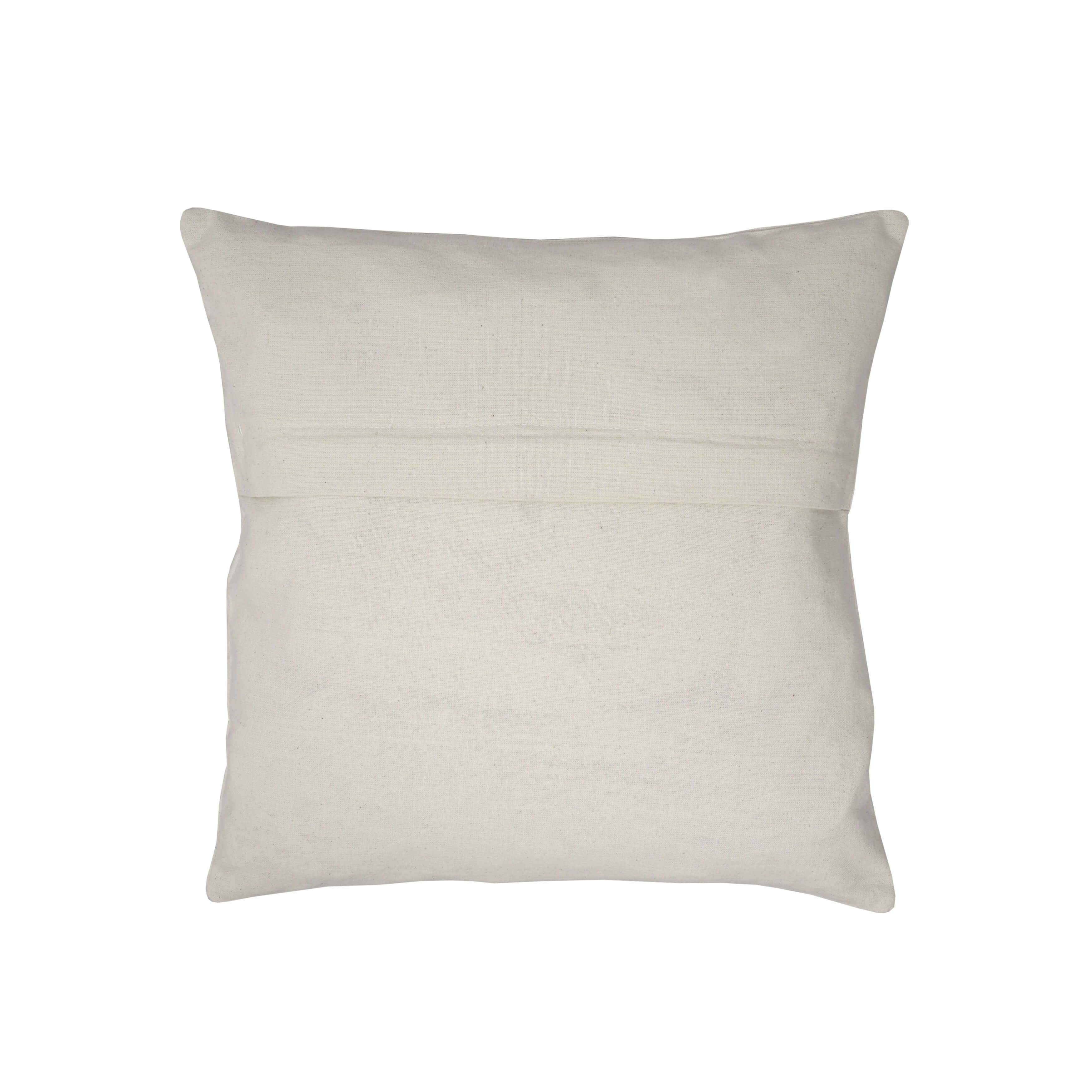 Handmade Floral Embroidered Cotton Cushion Cover (Green & Brown)