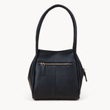 'DEBBIE' Black Pebble Grain Real Leather Organiser Shoulder Bag