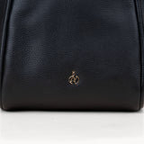 'DEBBIE' Black Pebble Grain Real Leather Organiser Shoulder Bag