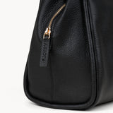 'DEBBIE' Black Pebble Grain Real Leather Organiser Shoulder Bag