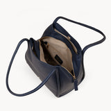 'DEBBIE' Navy Pebble Grain Real Leather Organiser Shoulder Bag