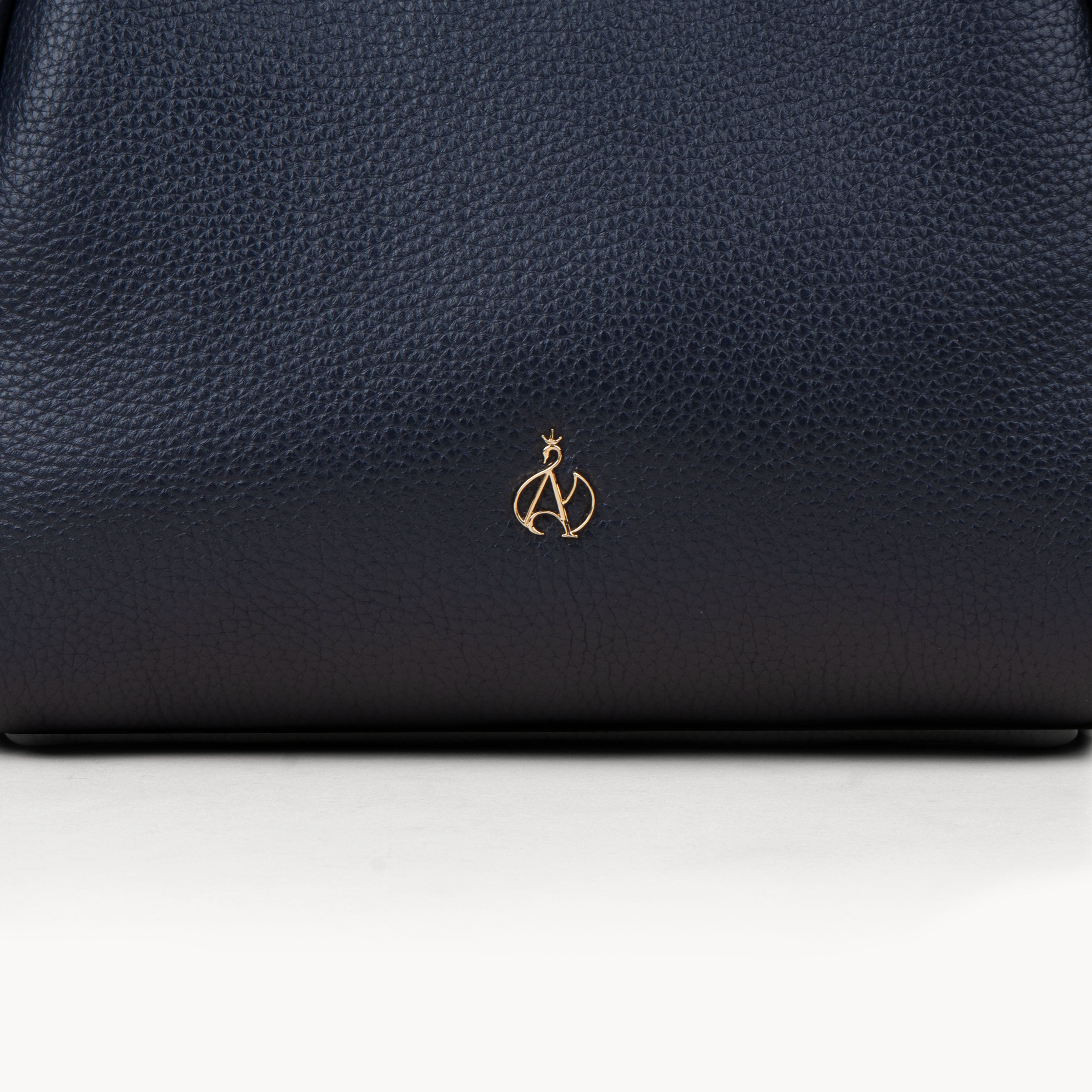 'Debbie' Navy Pebble Grain Real Leather Shoulder Bag