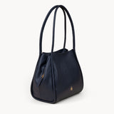 'Debbie' Navy Pebble Grain Real Leather Shoulder Bag