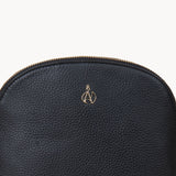 'DOVE' Black Pebble Grain Real Leather Crossbody Bag