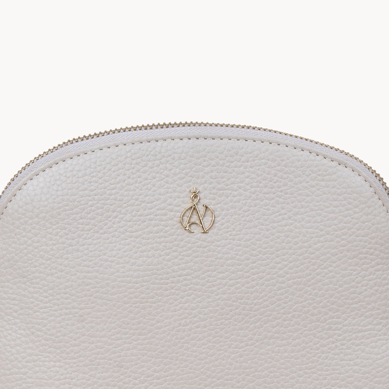 'DOVE' Ice Grey Pebble Grain Real Leather Crossbody Bag