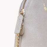 'DOVE' Ice Grey Pebble Grain Real Leather Crossbody Bag