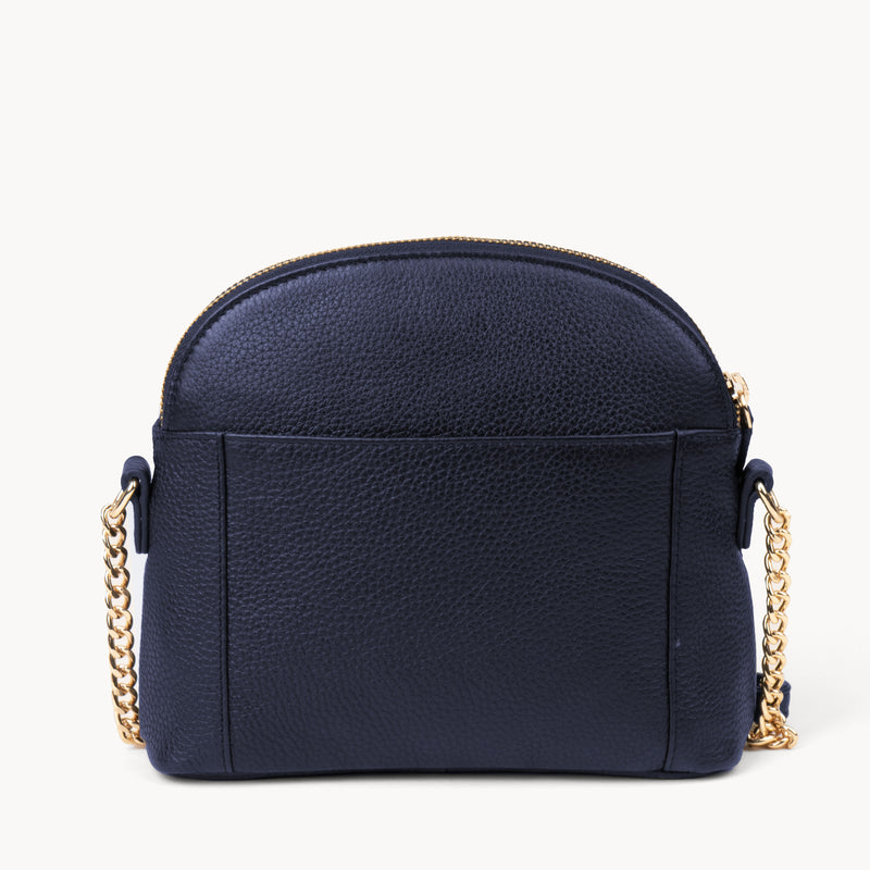 'DOVE' Navy Pebble Grain Real Leather Crossbody Bag