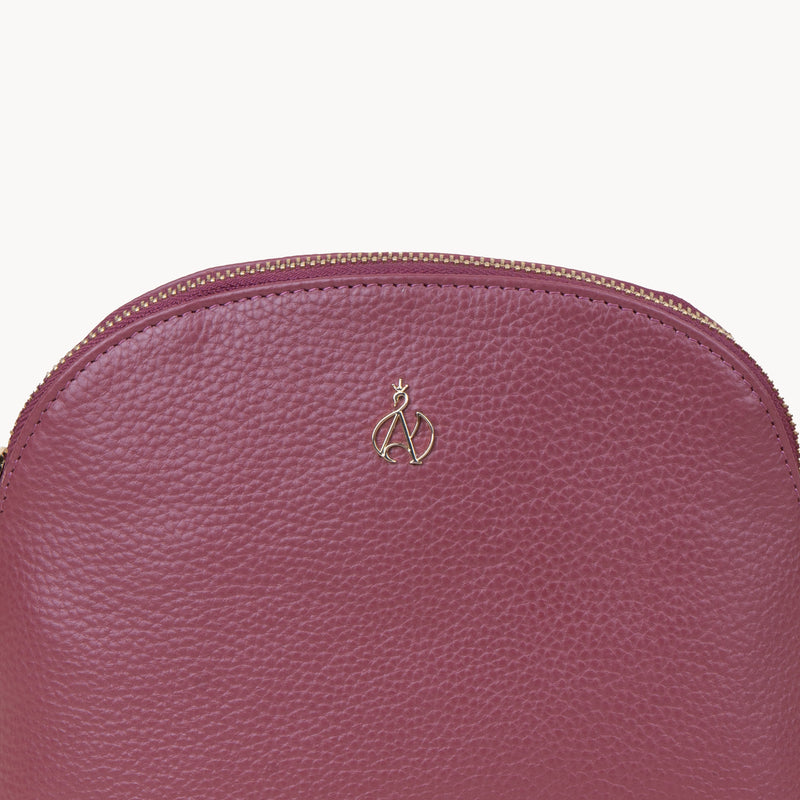 'DOVE' Carmine Pink Pebble Grain Real Leather Crossbody Bag