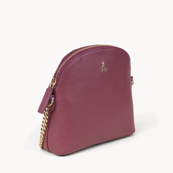 'DOVE' Carmine Pink Pebble Grain Real Leather Crossbody Bag